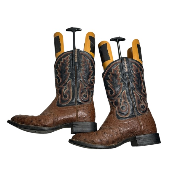 Ariat ostrich Brown and Black Western Boots - Picture 8 of 13